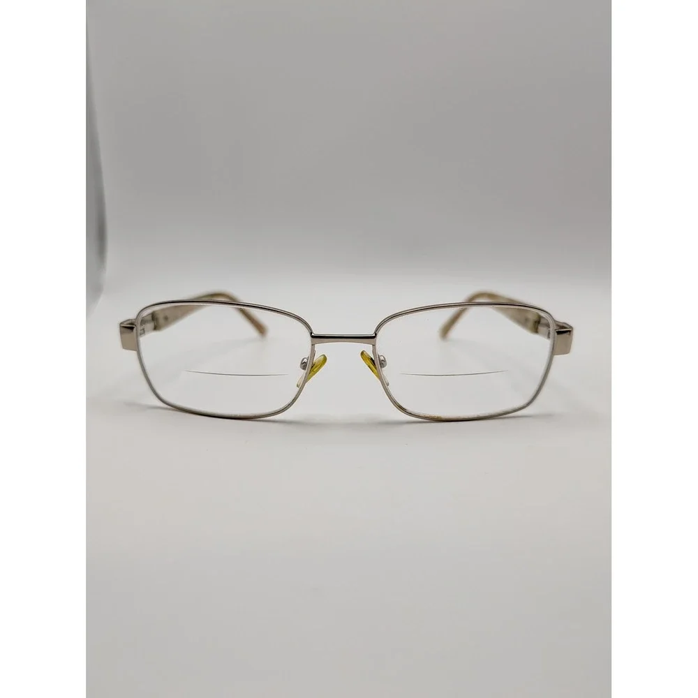 Oleg Cassini OCO505 Eyeglasses Frames Only Silver Full Rim Crystal Hinge 53mm